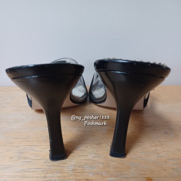 *𝓥𝓲𝓷𝓽𝓪𝓰𝓮 𝓛𝓾𝓬𝔂 𝓟𝓮𝓻𝓮𝓭𝓪 Patent Leather Vinyl Mule Heels M ⚫ - Picture 7 of 9
